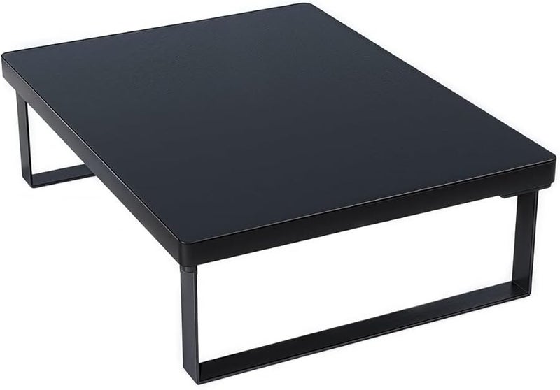 Black Microwave Oven Rack Metal Wood Stand with Non Slip Feet 40x30cm - Image 1